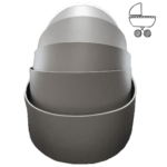 Boite de roses éternelles en forme de berceau gris