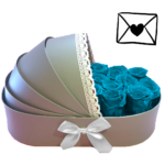Boite de roses éternelles de couleur turquoise - Berceau