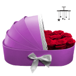 Boite de roses éternelles rouge en forme de berceau