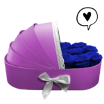 Boite de roses éternelles bleu électrique en forme de berceau