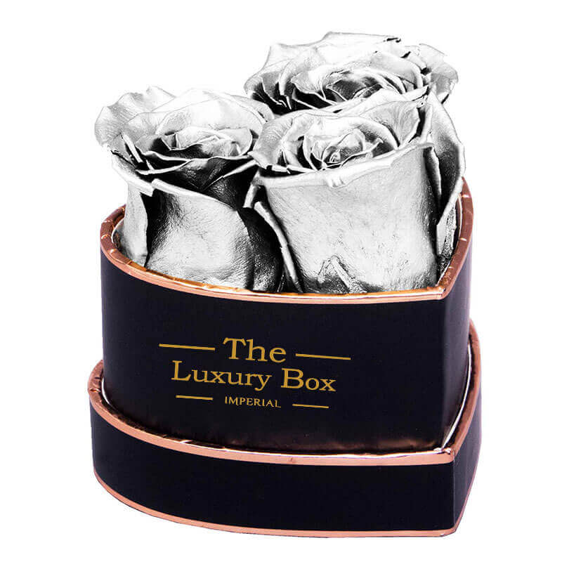 Boite de roses éternelles en argent