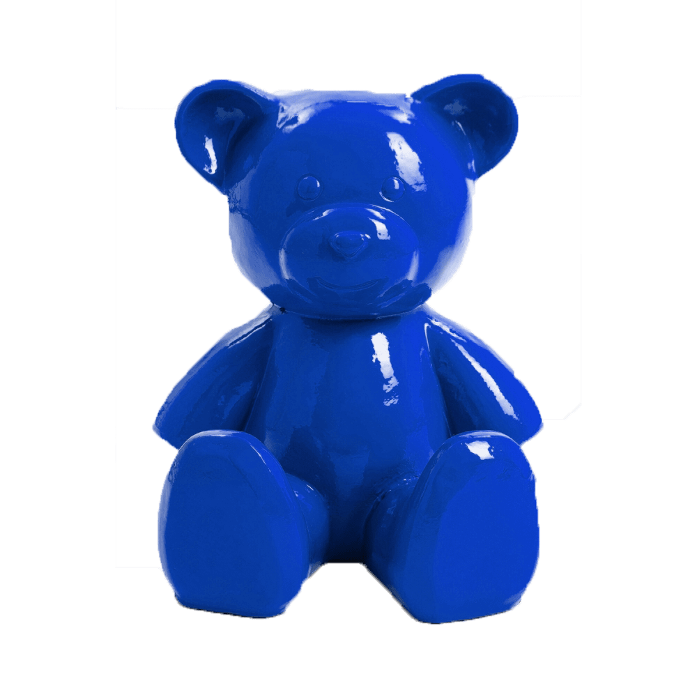 Statue ours en résine bleu