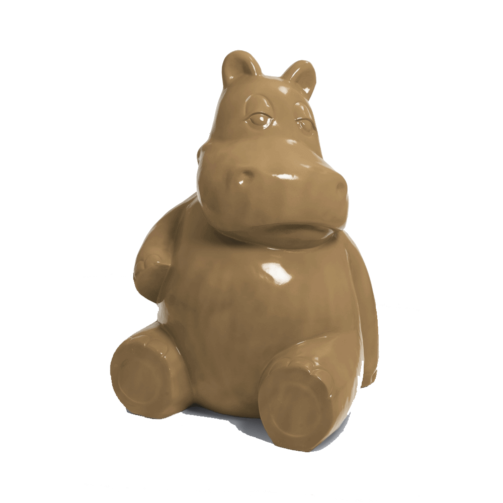 Statue hippopotame en résine marron