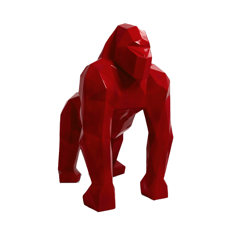 Statue gorille en résine rouge