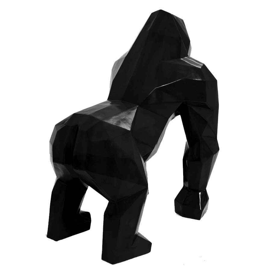 kamina 120cm statue gorille origami geant taille xl colori noir | The Luxury Box