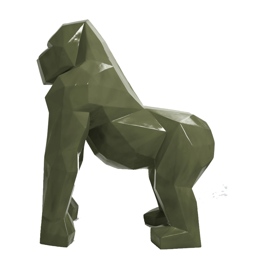 kamina 120cm statue gorille origami geant taille xl colori vert kaki 1 min | The Luxury Box