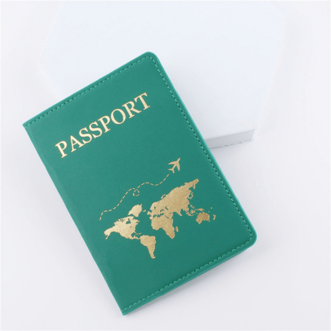 Housse De Passeport En Polyuréthane - Lot De 2 - Couleur Verte - Cadeau Voyage, Mariage, Lune De Miel