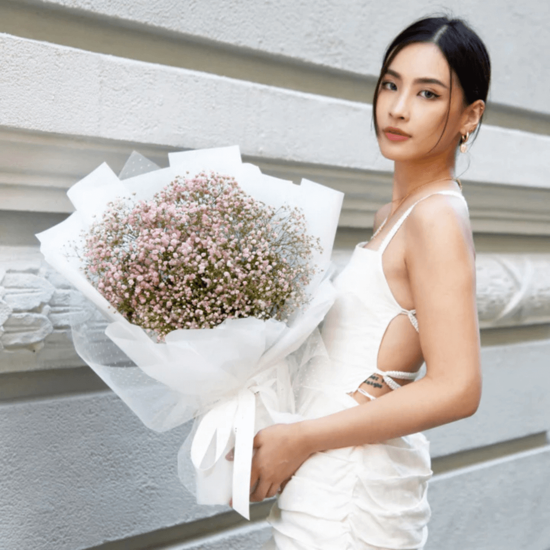 Fresh Flower Bouquet Pink Babys Breath L 2 | The Luxury Box