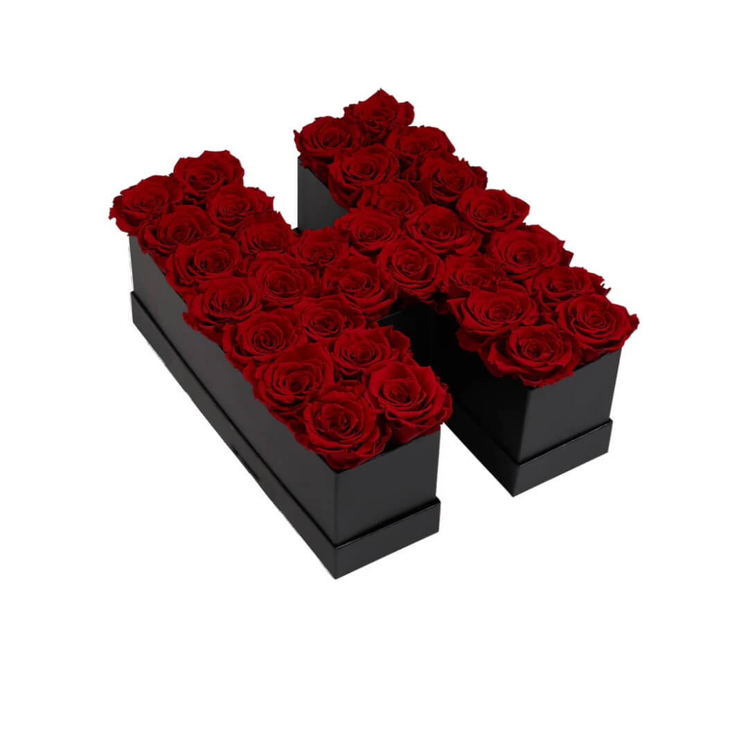 Coffret de fleurs éternelles lettre