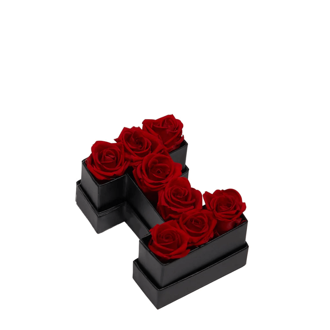 Coffret de fleurs éternelles lettre