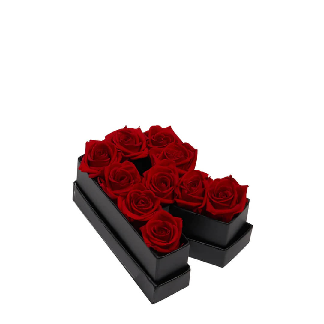 Coffret de fleurs éternelles lettre