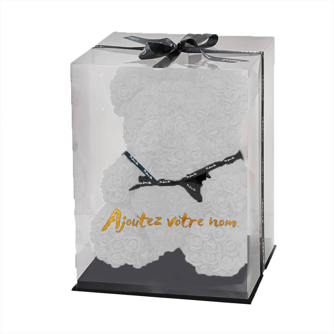 Ours de roses blanc avec coffret Ours de roses blanc avec coffret