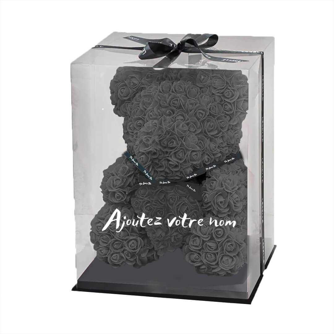 Ours de roses gris avec coffret