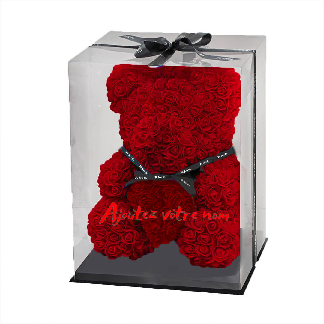 Ours de roses rouge avec coffret