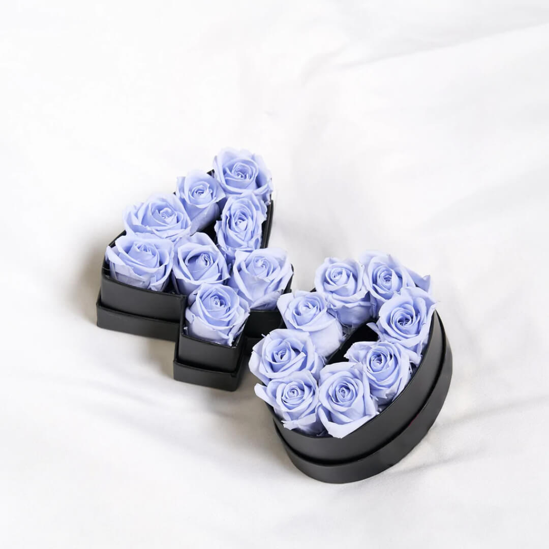 Coffret de fleurs éternelles chiffre