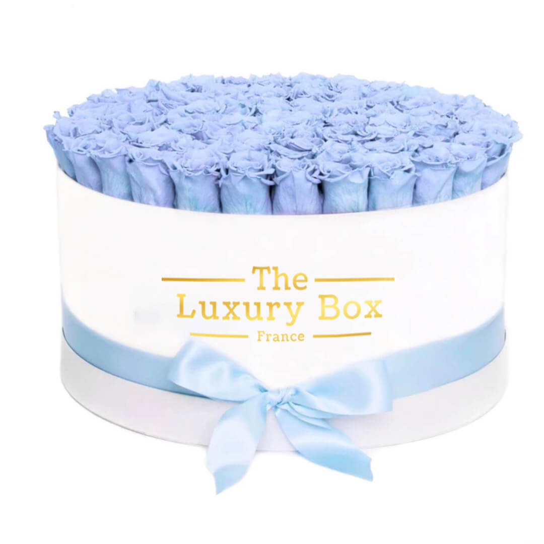 Commander/Acheter un coffret de roses éternelles turquoise