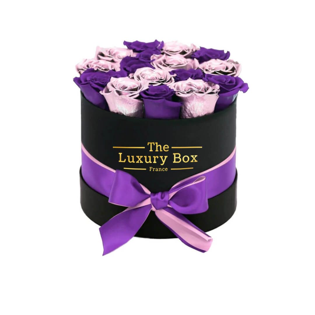 Commander/Acheter un coffret de roses éternelles mauve