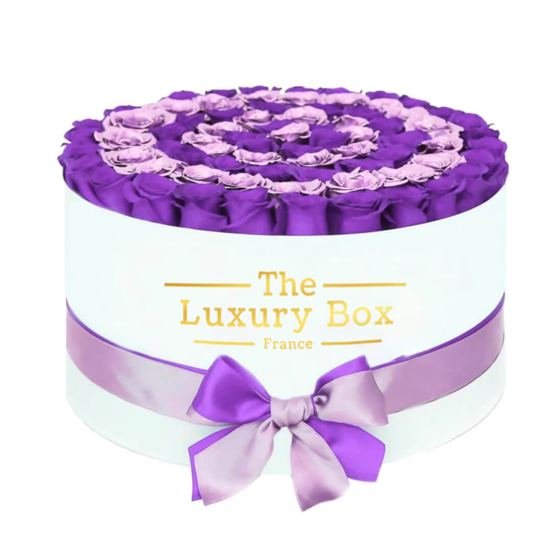Commander/Acheter un coffret de roses éternelles mauve