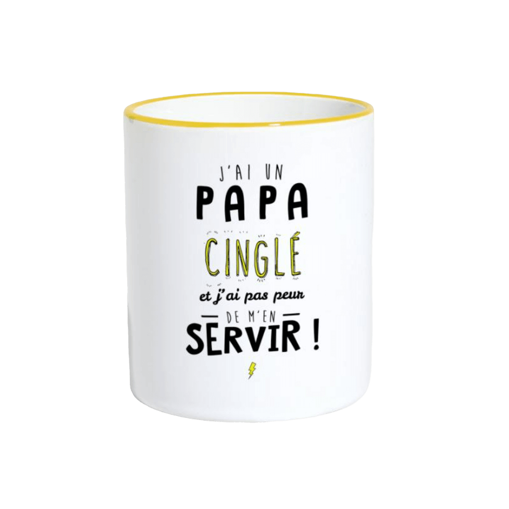 jai un papa cingle et je peux men servir mug bicolore | The Luxury Box