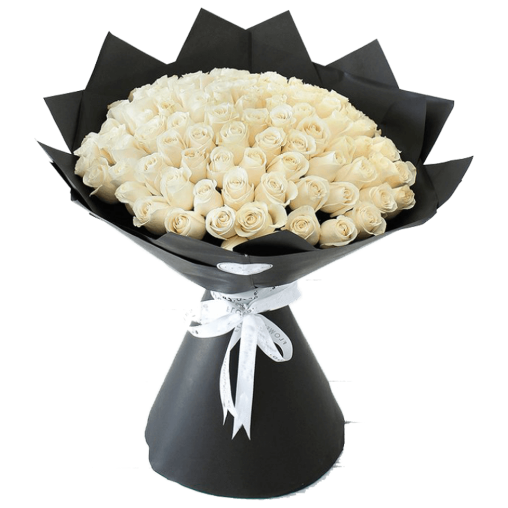 Bouquet de 100 roses blanche 4 | The Luxury Box